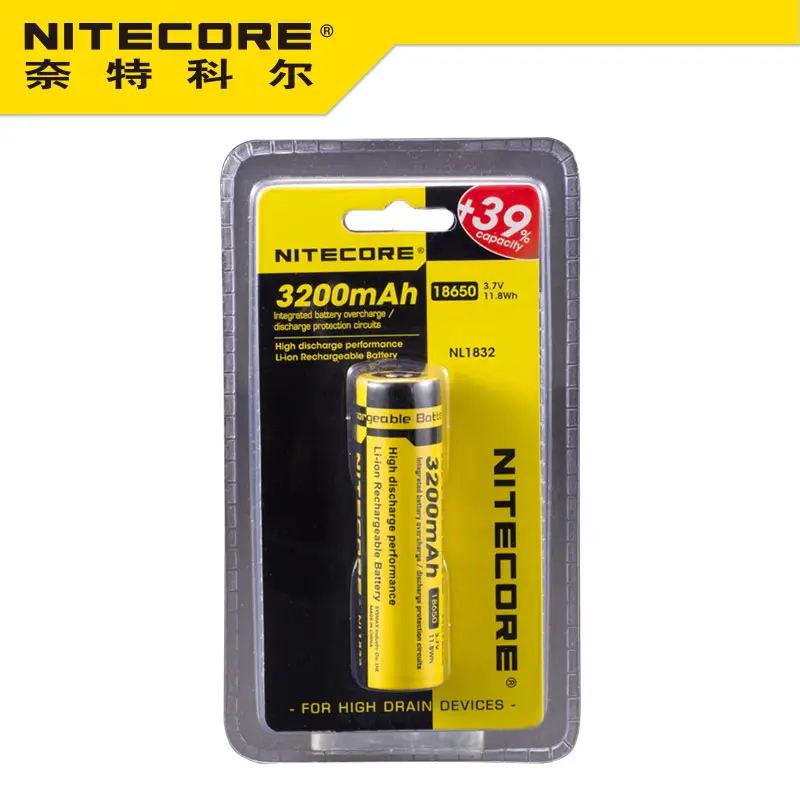 

Nitecore NL1832 18650 3200mAh(new version of NL188)3.7V 11.8Wh Rechargeable Li-on Battery high quality with protection