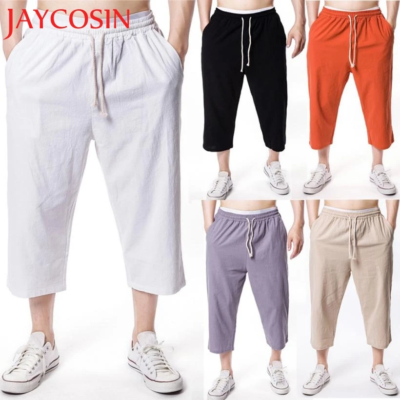 JAYCOSIN Новинка 2018 мужские спортивные льняные повседневные свободные брюки с
