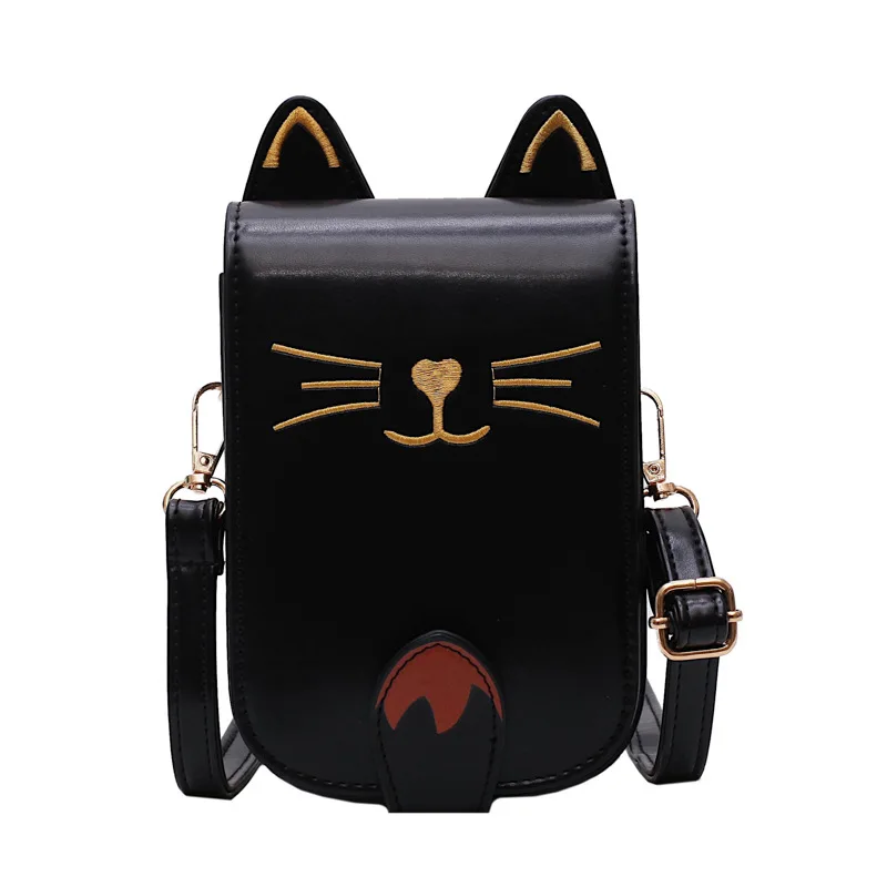 2 Fashion women Cute Cat Handbag Vintage Shoulder Bags Messenger Bags PU Leather Mini Handbags Cartoon Purse bag - Цвет: 2