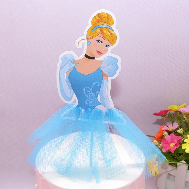 Cinderella 3 шт. Принцесса Белоснежка торт кекс топперы обертки дети девочки подарок с днем рождения принадлежности украшения для выпечки, торта - Цвет: Cinderella