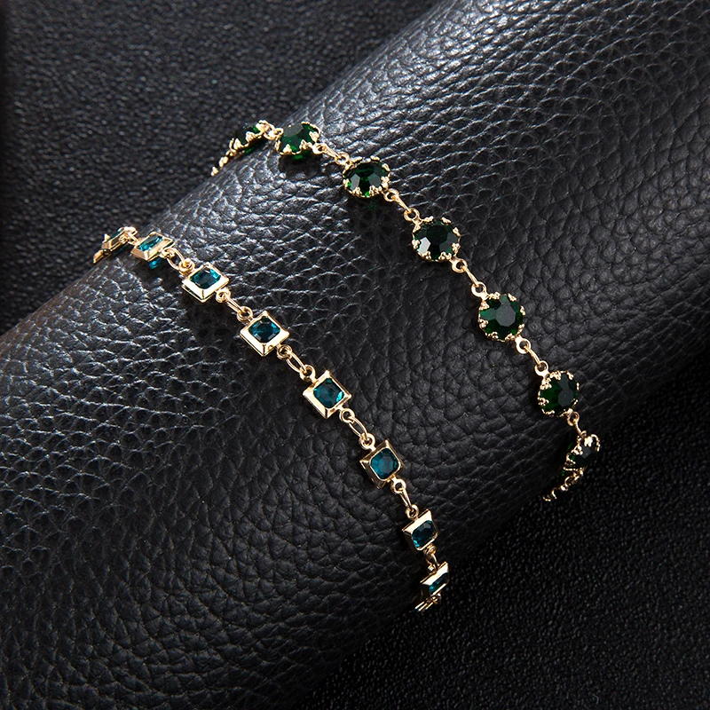 HuaTang fashion Black Rhinestone Anklet for Women Girl Beach Gold Chains Crystal Anklets Bracelet Foot Chains Jewelry 4333