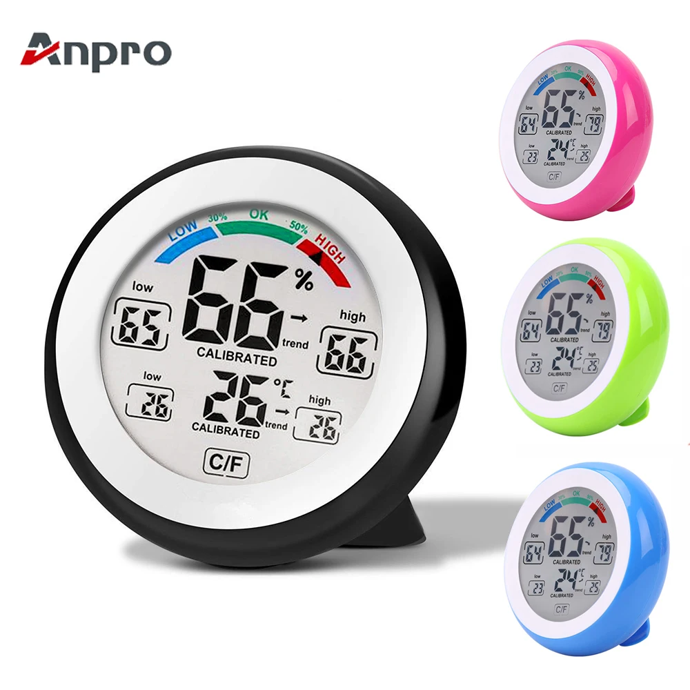 Anpro 0-50C ЖК-цифровой термометр гигрометр пирометр 32-122F домашний датчик температуры измеритель влажности с подсветкой сенсорной клавишей