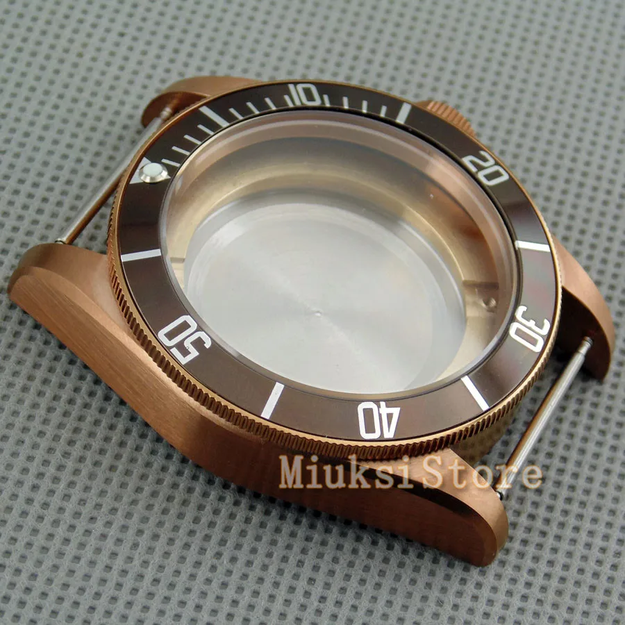 Коричневый 41 мм часы с сапфировым стеклом чехол подходит для Miyota 8205/8215, 821A, ETA 2836, DG2813, 3804 механизм, p560