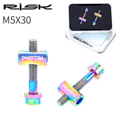 Rainbow color 30 mm Риск Mtb подседельный болты Титан M5 велосипед подседельный болты 2 шт - Цвет: Rainbow color 30 mm