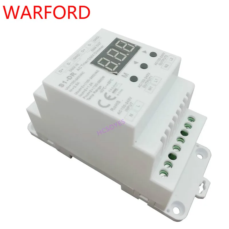 S1 DR AC100V 240V din рейку 2 канала 2CH AC симистор DMX диммер двухканальный выход кремния DMX512