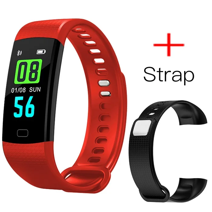 With Red Strap MAFAM Y5 Smartwatch электронные умные часы для женщин и мужчин, спортивные часы для бега, скалолазания, шагомер, СВЕТОДИОДНЫЙ цветной экран - Цвет: With Red Strap