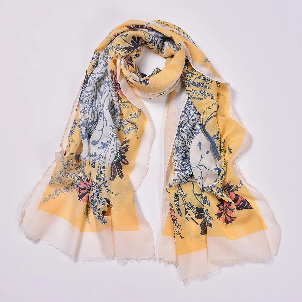 

2019 New Fashion Cotton Floral Print Scarves Shawl Long Floral Fringe Muslim Wrap Hijab Scarf 6 Color 10pcs/LOT Free Shipping