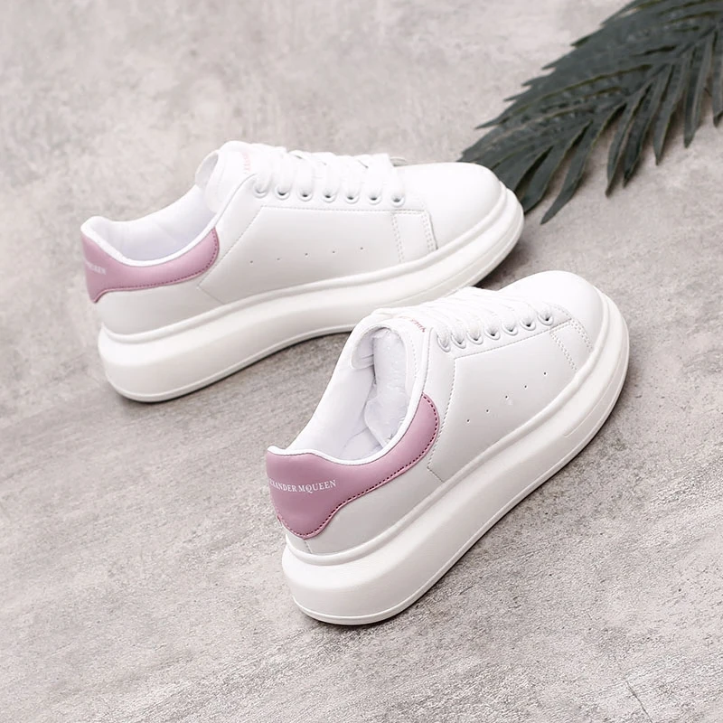 Новинка весны 2019 дизайнерские белые туфли на танкетке женские кроссовки