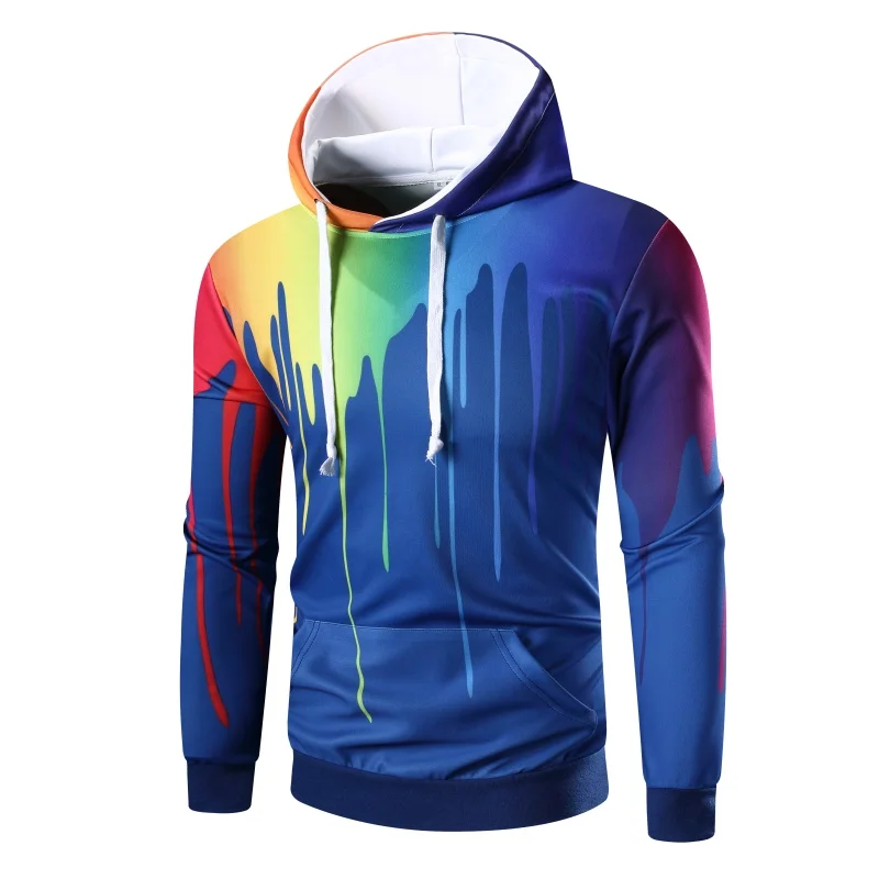 2018 Men's casual hoodies &ampsweatshirt brand men winter autumn new fashion 3D irregular ink printing Hoodies coat M-3XL size | Мужская