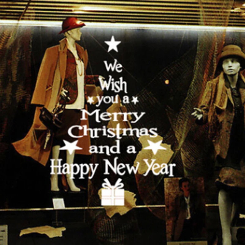 Рождественские Елочные водонепроницаемые ПВХ наклейки на стену съемные DIY