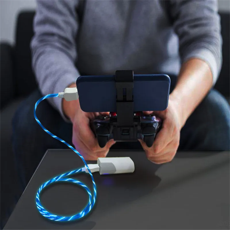 Зарядный кабель USB Type C Светодиодный светящийся Micro Usb для передачи данных Samsung S9 S7