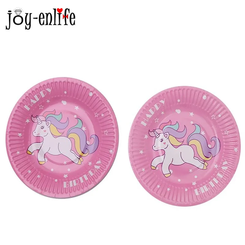 Вечерние тарелки в виде единорога розовые/синие бумажные Сумка с рисунком