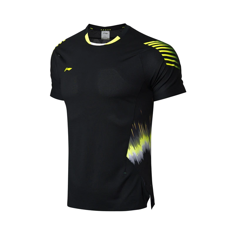 Li Ning Мужская футболка для бадминтона на сухой дышащей комфортной национальной