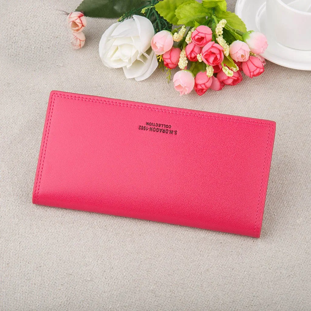 Женский Длинный кожаный кошелек Aelicy складной бумажник на молнии с ремешком