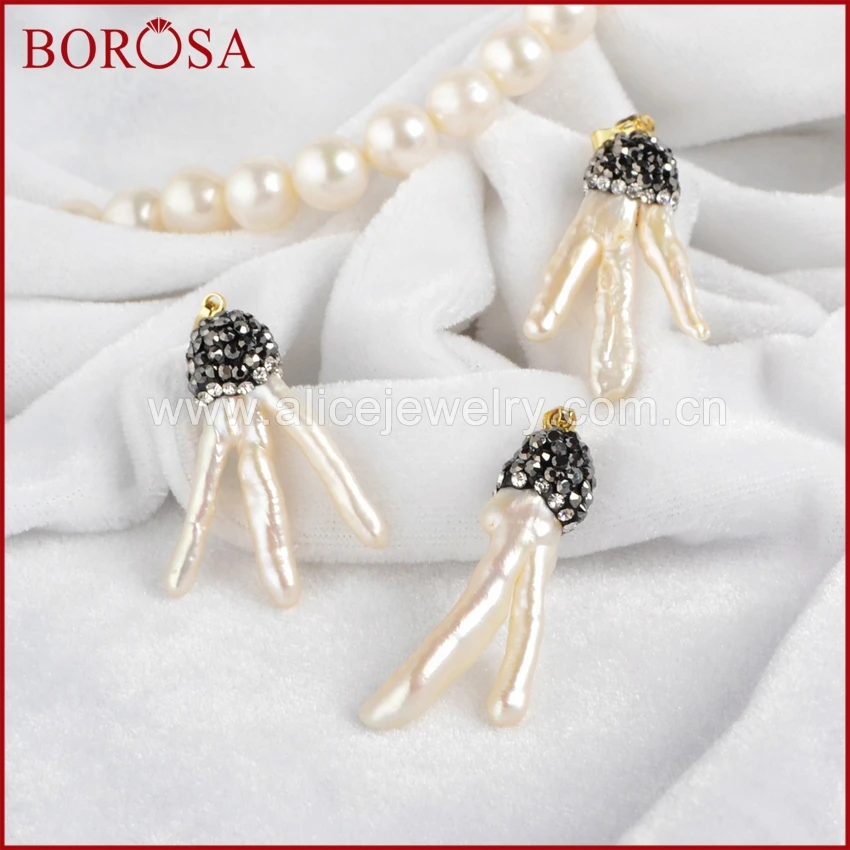 BOROSA натуральный жемчуг кулон для Для женщин ветки дерева пресноводный из бисера