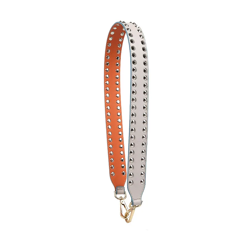 apricot silver rivet Модная сумка с заклепками в стиле панк, Сменный ремень на плечо, Сумка с ремнем 90 см, цветная кожаная сумочка с ручками, Женская сумочка, ремни, аксессуары - Цвет: apricot silver rivet