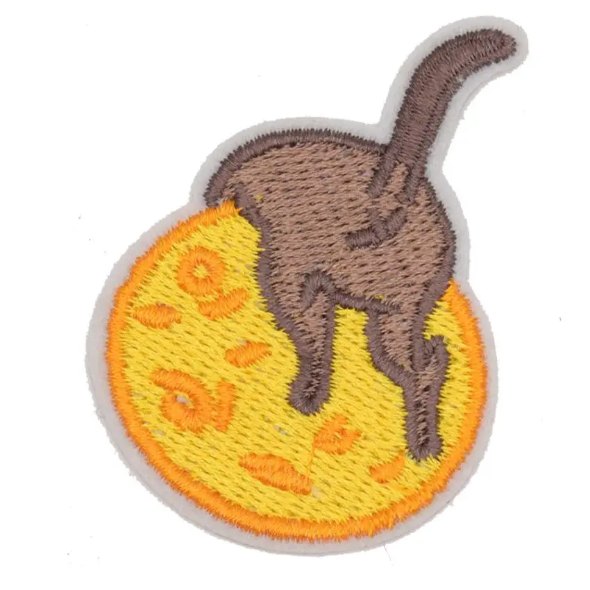 1 шт. забавный кот лежа на Луне милый Космический Кот ТВ фильм вышитая аппликация