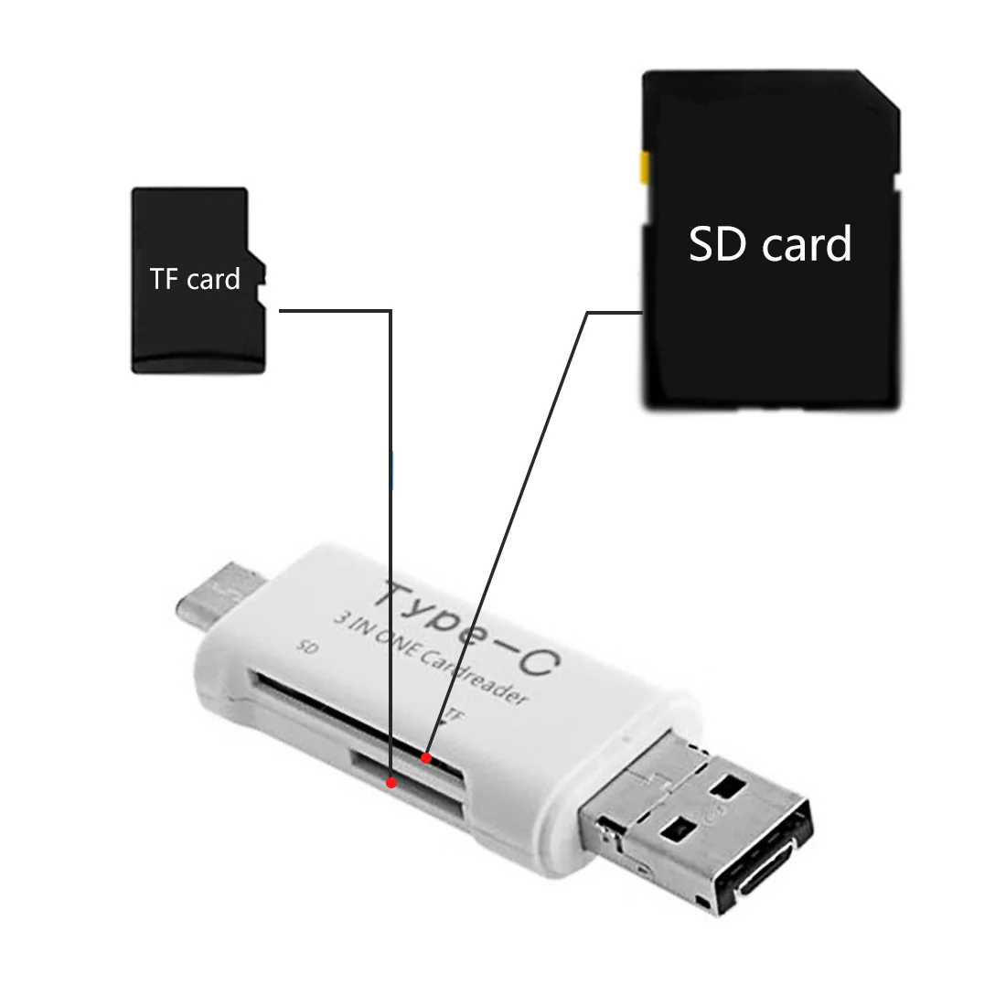 Многофункциональный 3 в 1 type-C кард-ридер Micro usb type-C OTG флэш-накопитель адаптер разъем Высокоскоростной TF OTG кард-ридер