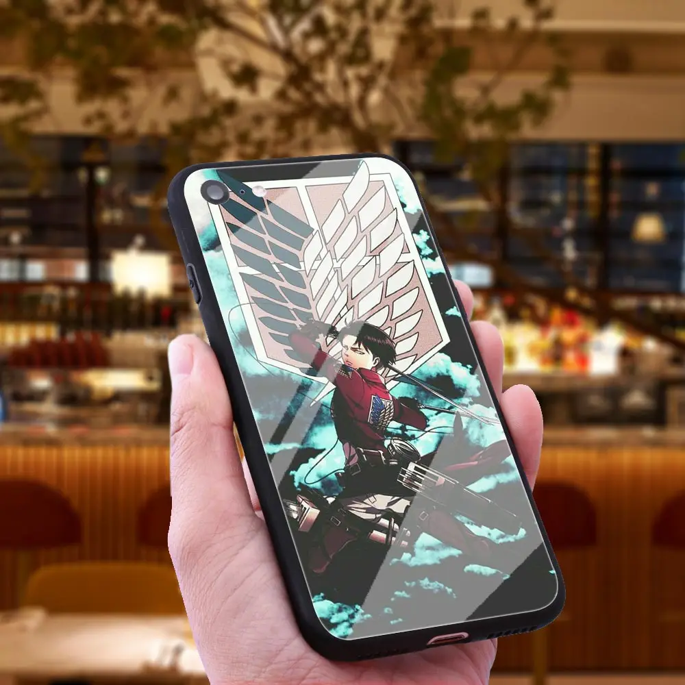WEBBEDEPP Attack on Titan 3 Tempered Glass Phone Case for Apple iPhone Xr Xs Max X or 10 8 7 6 6S Plus 5 5S SE 7Plus |