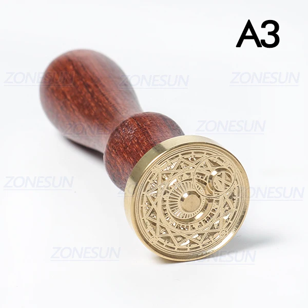 A3 ZONESUN волшебный круг Луны звезда воск печать штамп с деревянной ручкой для упаковки подарков письмо конверты посылки свадебные приглашения - Цвет: A3