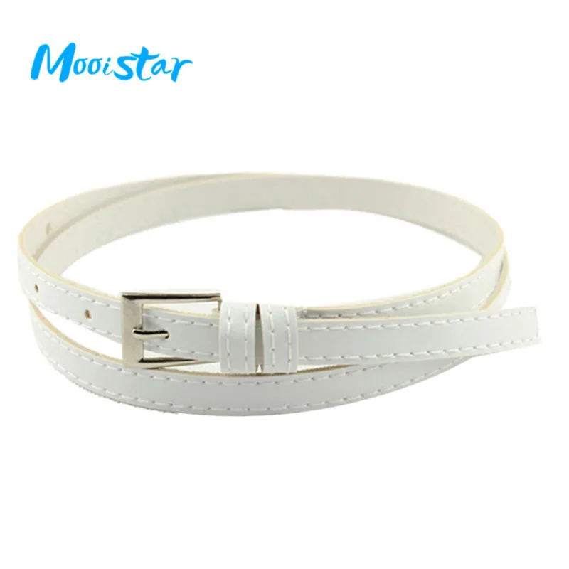 White Mooistar# 4022d HOT красивая женщина multi Цвет Малый Карамельный цвет тонкий кожаный ремень MS ремень - Цвет: White