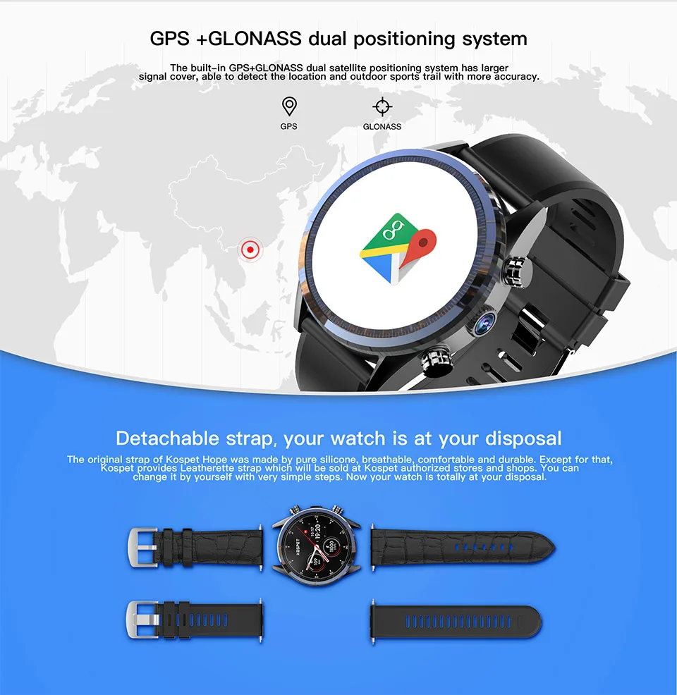 KOSPET Hope Lite 1 ГБ 16 ГБ Android7.1.1 Dual 4G умные часы для мужчин IP67 620 мАч 8.0MP 1,3" Керамические Смарт-часы телефон для IOS Android