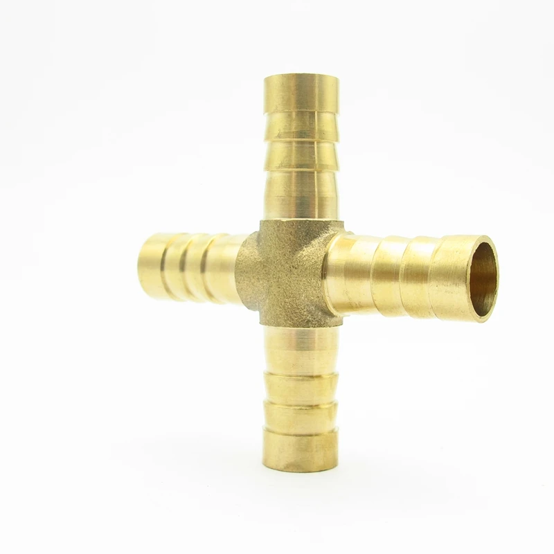 12 мм шланг Барб равный крест 4 способ Латунь Колючая труба штуцер соединитель