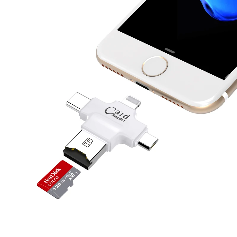 4 в 1 кардридер Type c/Lightning/Micro USB/USB 2 0 для Android iPad/iPhone 7 plus OTG|card reader micro sd|reader sdcard |