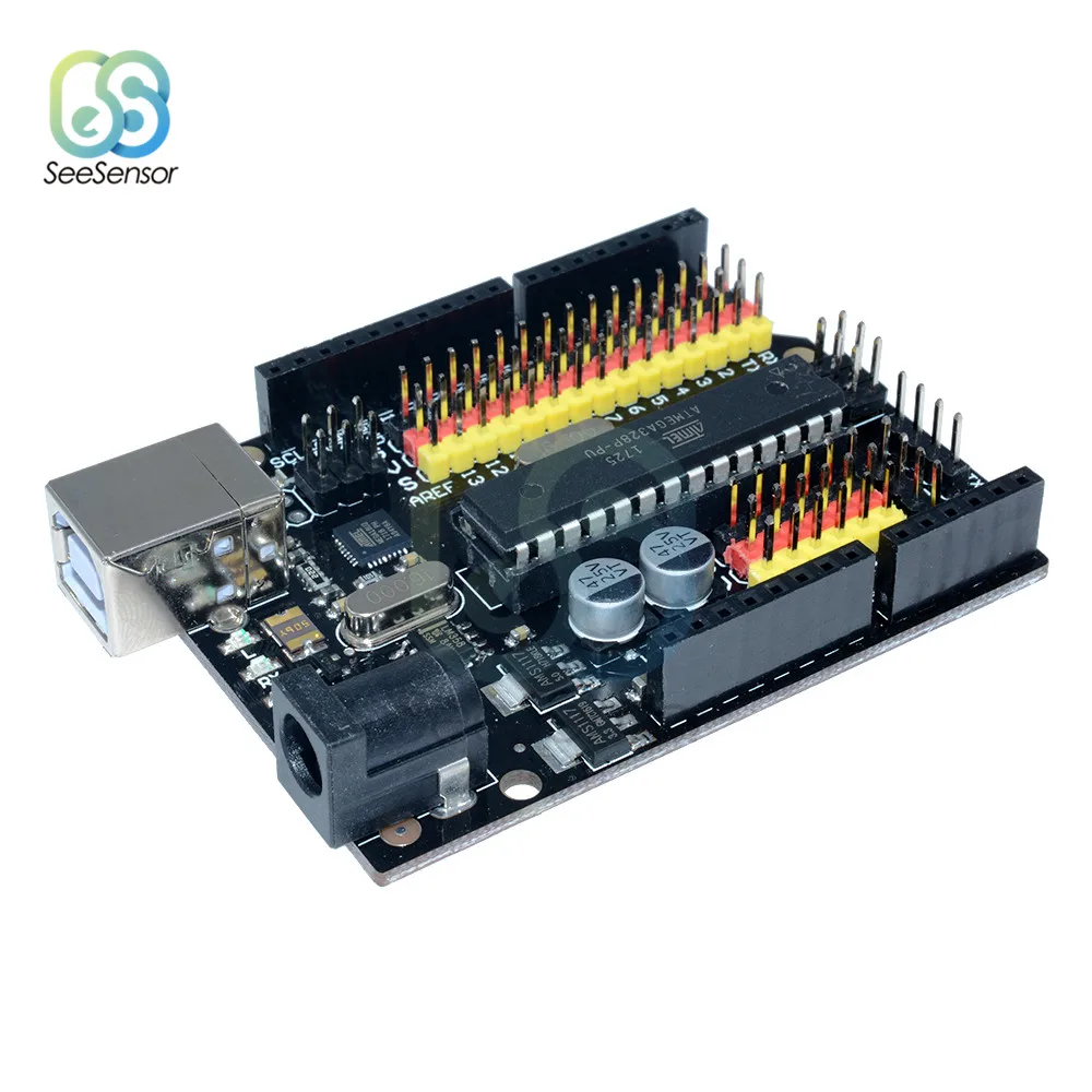 Для Arduino UNO R3 PLUS Sensor I/O Shield Atmega328P Atmega16U2 многофункциональная макетная плата