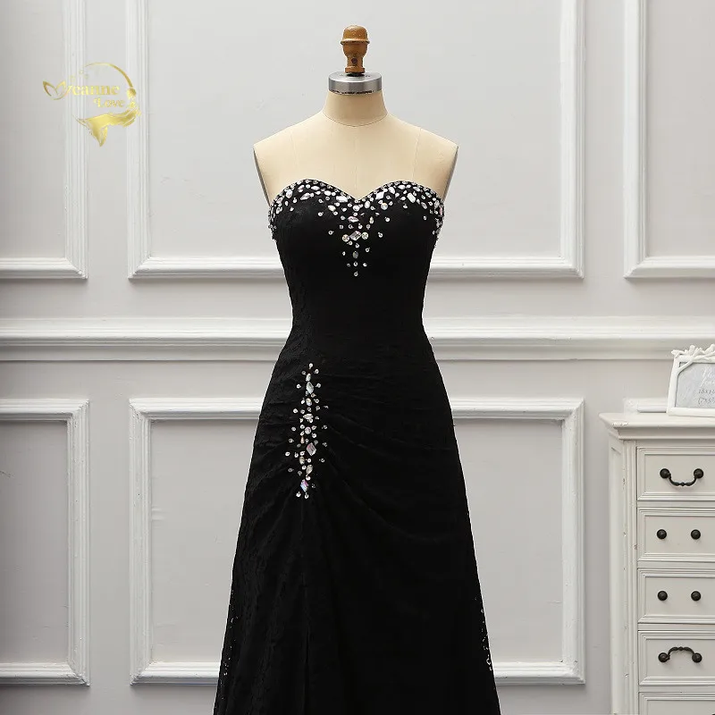 Женское вечернее кружевное платье черное с кристаллами EV015 2020 | Свадьбы и