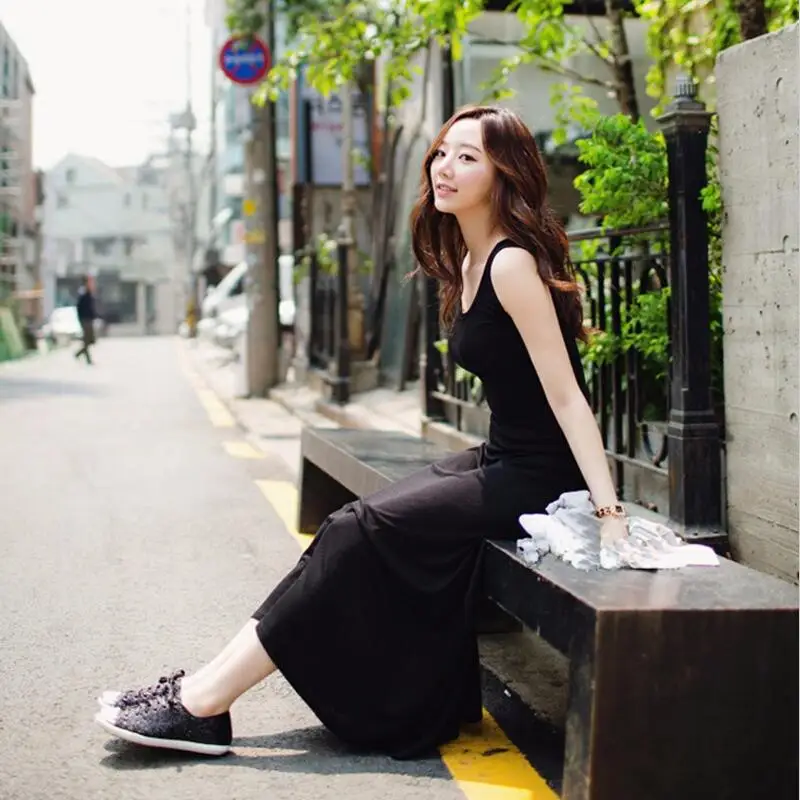 Платье-жилет длиной до щиколотки однотонное осень 2020 | Женская одежда