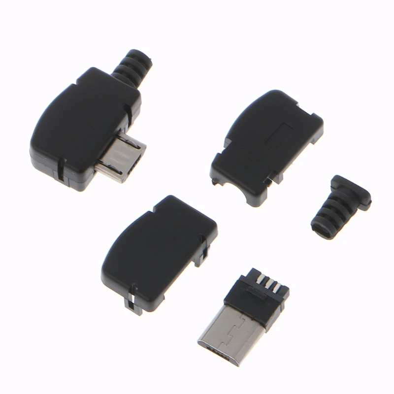OOTDTY 10 комплектов 5 Pin правый угол разъем Micro USB с разъемом «папа» комплект с черной крышкой припоя Разъем 90 градусов