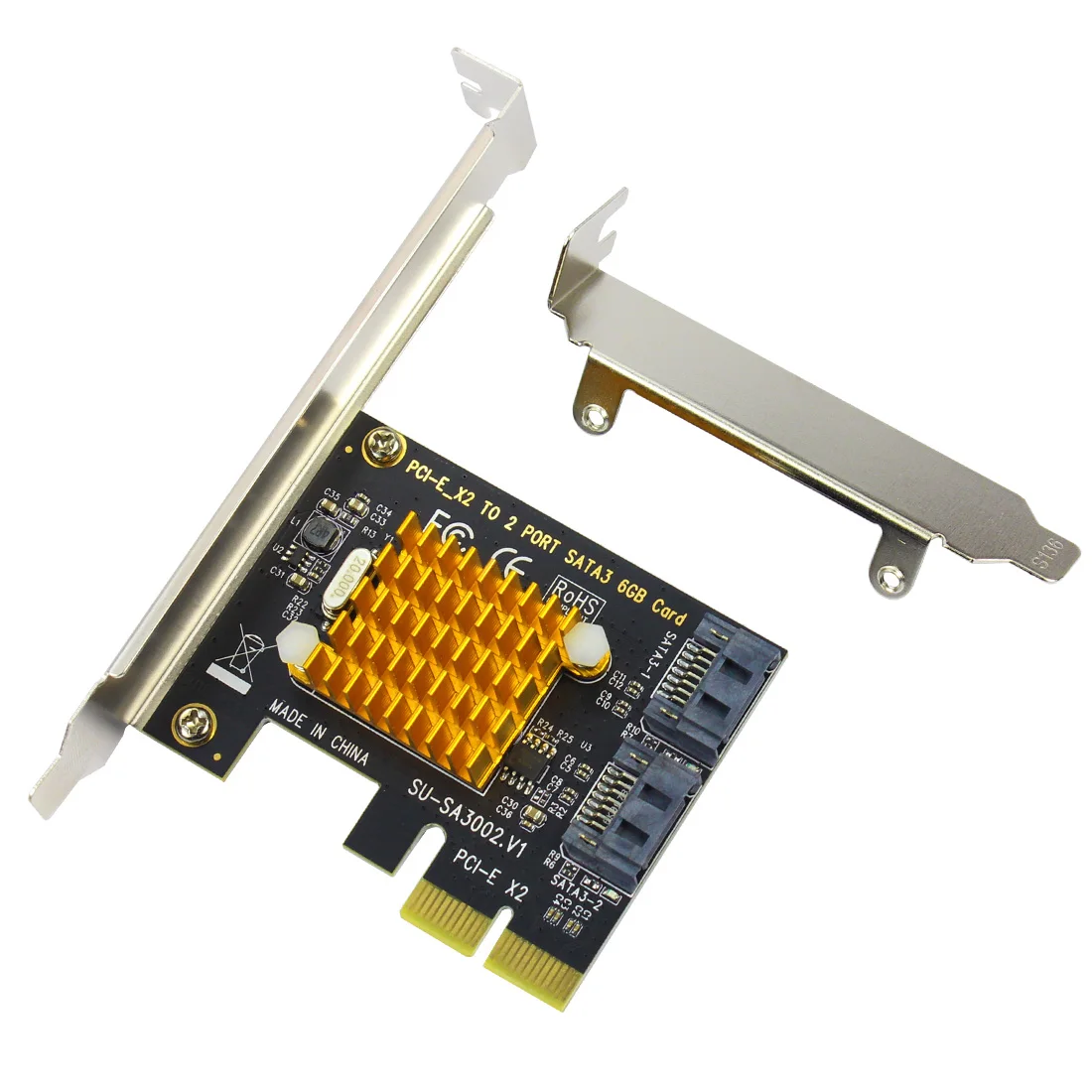 PCI-E PCI Express SATA3.0 SATA 3 III 6 Гбит/с 2 Порты контроллер карты расширения адаптер с низкий профиль кронштейн радиатора