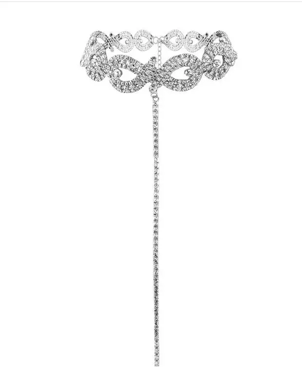 Tassel Silver Женский T Крест ключицы ожерелье s роскошный кристалл чокер ожерелье подвеска со стразами ювелирные воротнички, ожерелья для женщин чокер - Окраска металла: Tassel Silver