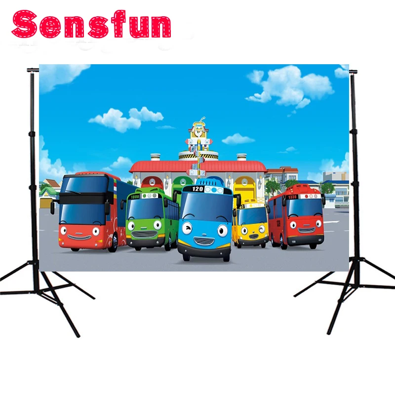 Фон для фотосъемки Sensfun с темой автобус тайо день рождения фон фотостудии