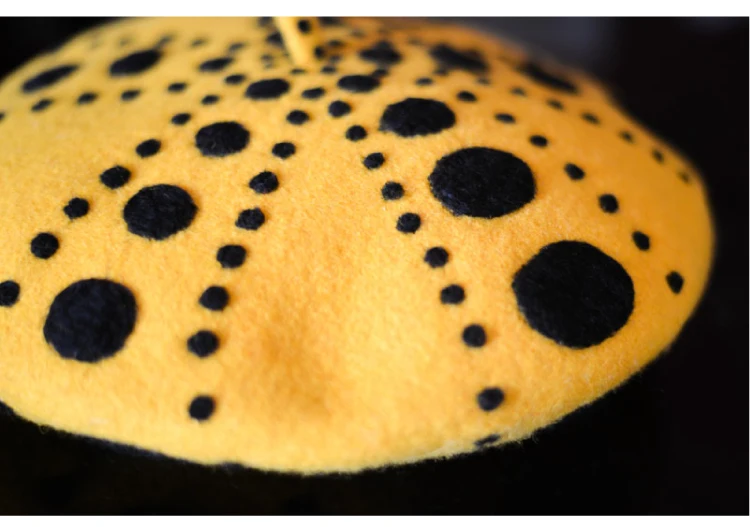 Faramita праздник Yayoi Kusama желтый Тыква Девушки Волнистые точки винтажные береты шерсть фетр ручной работы женская шляпа индивидуальность женщина
