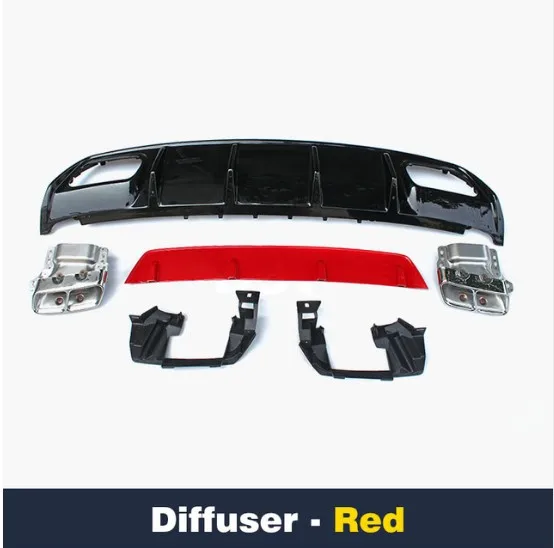 Red lip exhaust Задний бампер подходит для Benz W176 Sport Edition A180 A200 2013- A45 стильный диффузор+ 304 наконечник выхлопной трубы из нержавеющей стали - Цвет: Red lip exhaust