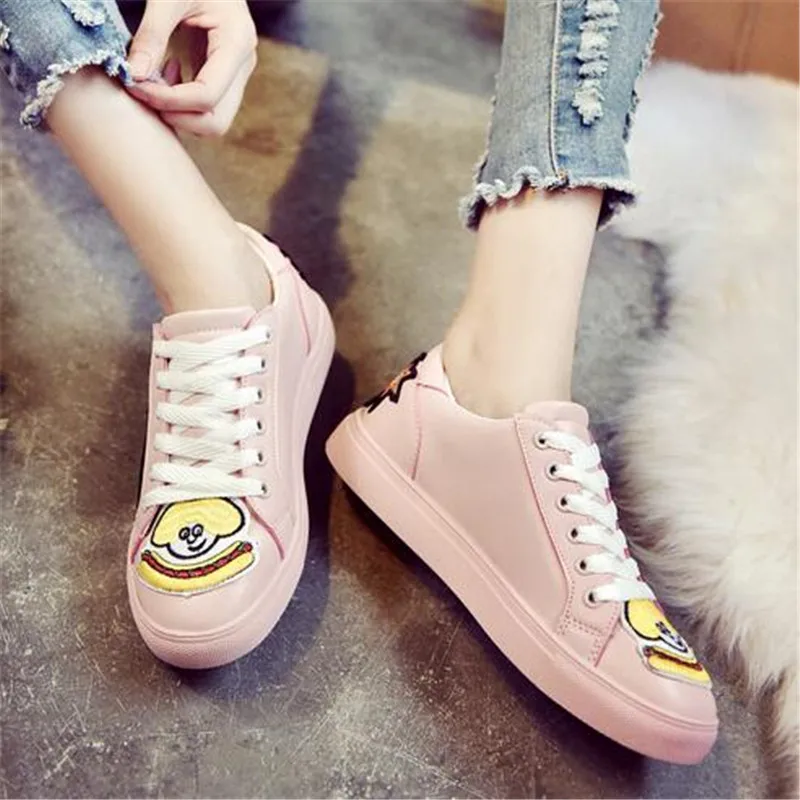 2017 Новых Осенью Корейский Стиль Женская Дамы Моды Случайные Шнуровкой Кроссовки