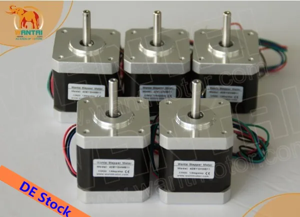 

Wantai 5 PCS Nema 17 Stepper Motor 42BYGHW811B Dual Shaft 70oz-in 2.5A CE ISO ROHS reprep 3D printer