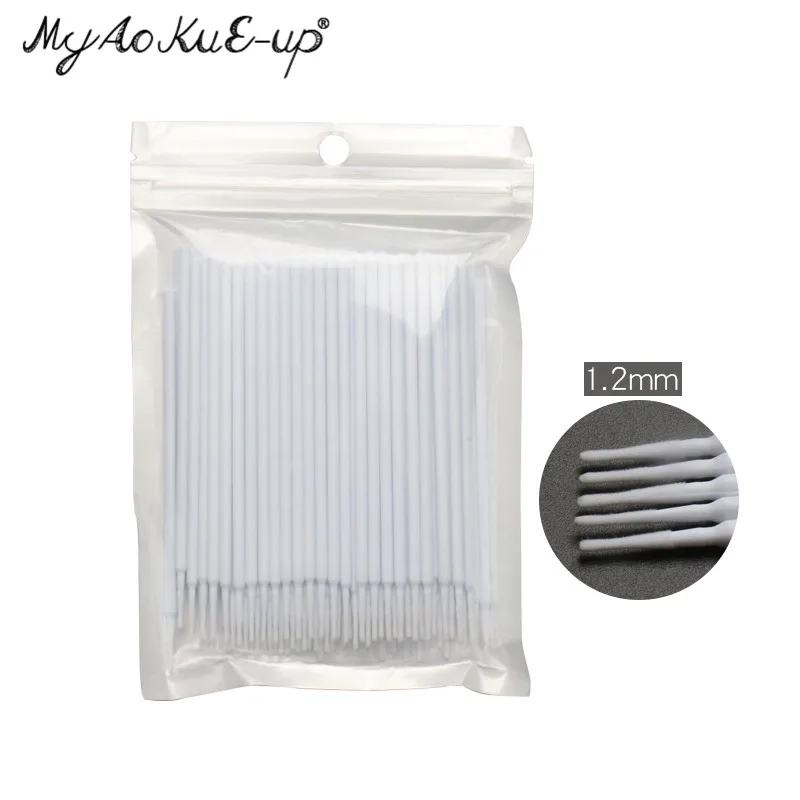 White Small 100 набор кистей для макияжа, щетка для ресниц Microbrush мини кисти расширение одноразовые карандаше-аппликаторе Аппликаторы тушь для ресниц кисти инструменты - Handle Color: White Small