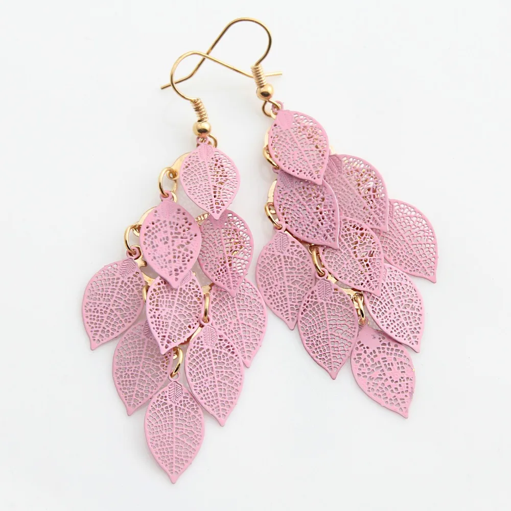 Женские и женские серьги подвески в виде листьев|filigree leaf earrings|dangle earrings for girlslong dangle