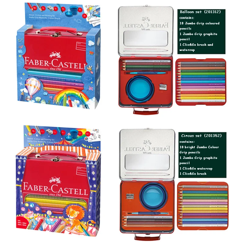 Faber Castell Jumbo Grip color + набор для рисования цирк и воздушный шар водный цвет эко