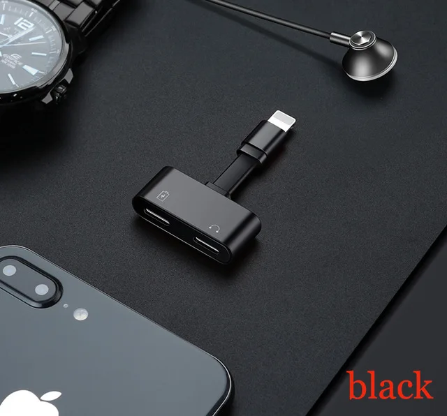 Черный Suntaiho адаптер для освещения адаптер для наушников 2 в 1 для iPhone 7 8 Plus X Зарядное устройство разветвитель адаптер для освещения двойной 8pin - Цвет: Черный