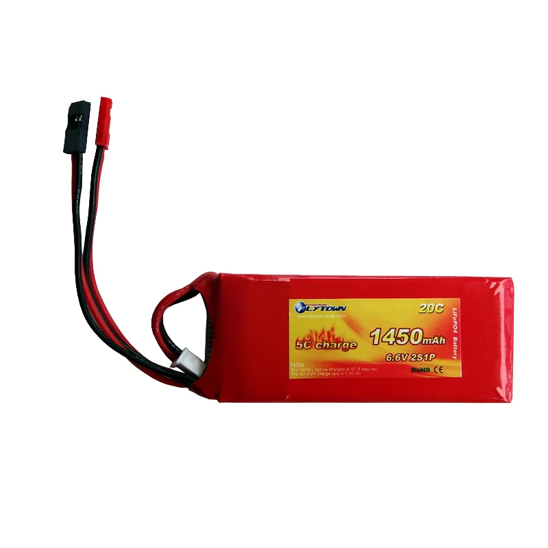 2 шт., аккумулятор для приемника Flytown Nano-Tech, 1450 мАч, 2S1P, 6,6 в, 20C ~ 40C LiFePO4