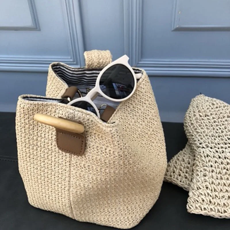 Соломенная Сумка для женщин пляжная сумочка из ротанга модный миниатюрный