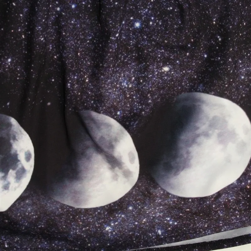 Raisvern Новая женская Тюлевая юбка Harajuku Moon Print Black Faldas с высокой талией Миди длиной до колена Jupe женские юбки