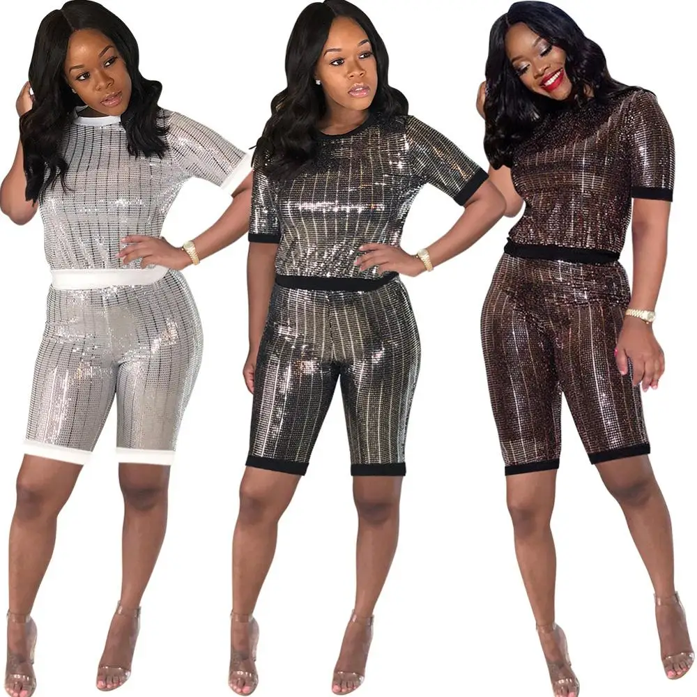 Короткое с блестками Топ и штаны для мальчиков костюм из 2 предметов летней