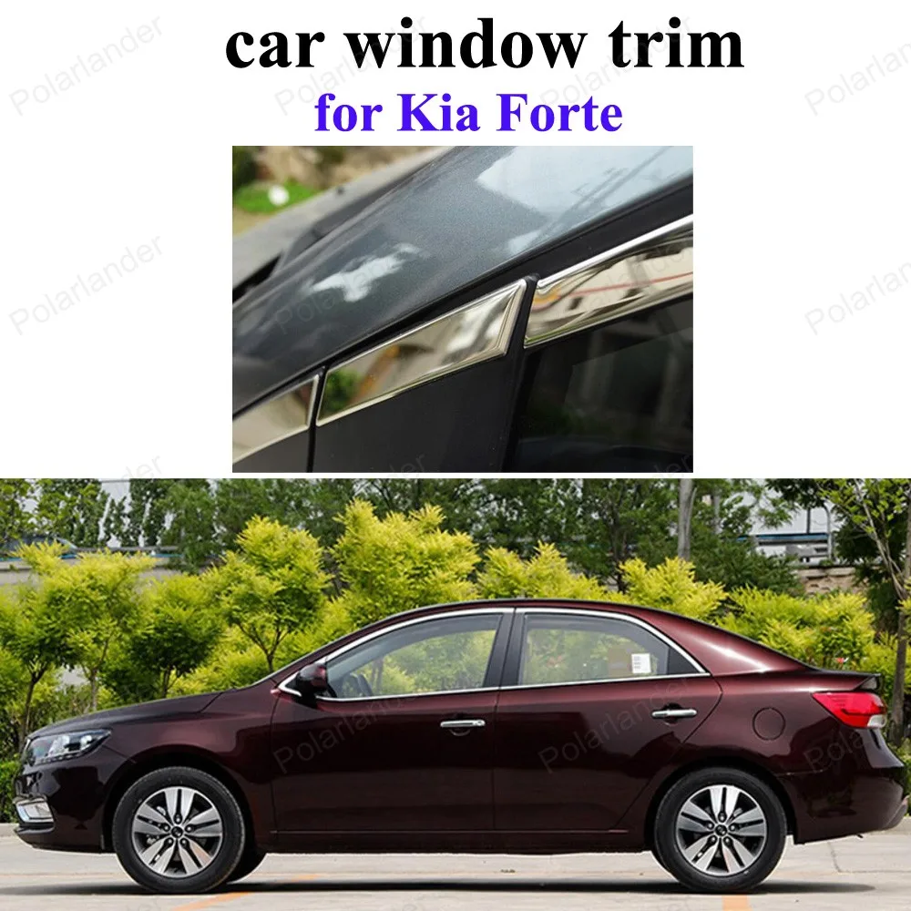 

Stainless steel window trims sill frame without center pillar For K-ia Forte car styling