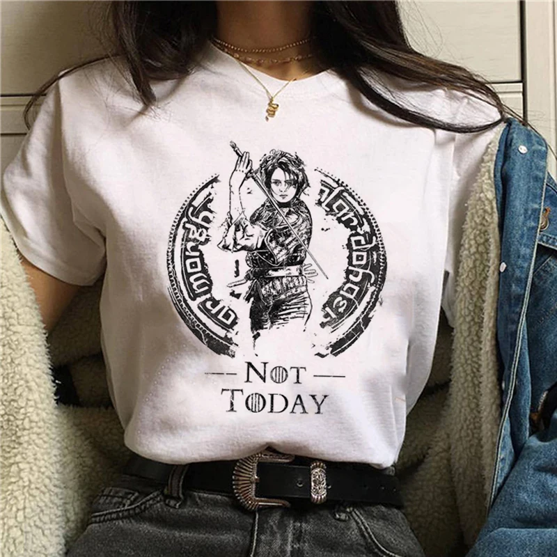 Not Today футболка с надписью Arya Stark для женщин Nope Not Today satan Harajuku графическая футболка Ullzang милый кот футболки женские