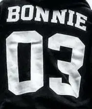 Bonnie 03 Sugarbaby Bonnie Clyde 03 подходящая футболка с капюшоном для пары Clyde Bonnie одинаковые худи Прямая поставка - Цвет: Bonnie 03